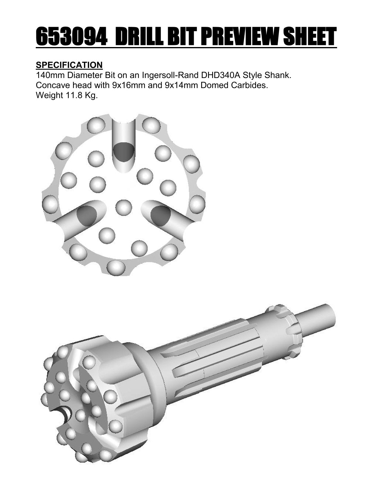 Stiftbohrkrone DHD340 SPIBO